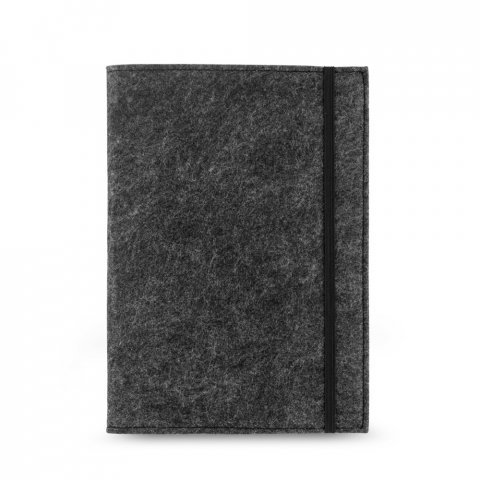 BALDWIN. Bloc de notas A5 con cubierta de fieltro reciclado (100% rPET) y p&aacute;ginas rayadas en papel 100% reciclado - Gris oscuro