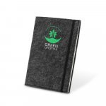 BALDWIN. Bloc de notas A5 con cubierta de fieltro reciclado (100% rPET) y p&aacute;ginas rayadas en papel 100% reciclado - Gris oscuro
