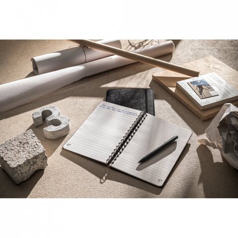 BALDWIN. Bloc de notas A5 con cubierta de fieltro reciclado (100% rPET) y p&aacute;ginas rayadas en papel 100% reciclado