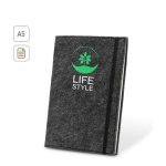 BALDWIN. Blok A5 formata sa koricama od recikliranog filca (100% rPET) i liniranim stranicama od 100% recikliranog papira