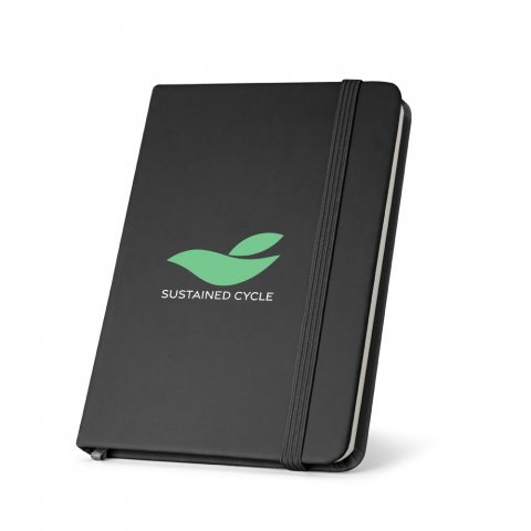 CAMPUS. A5 notesbog hardcover i PU (35% genvundet) med linjeret sider 100 % genbrug - Sort