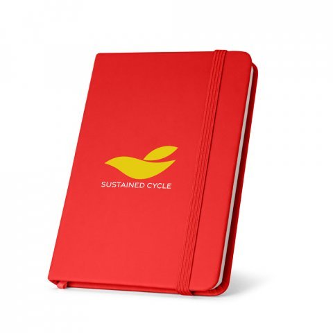 CAMPUS. A5 notesbog hardcover i PU (35% genvundet) med linjeret sider 100 % genbrug - R&oslash;d 