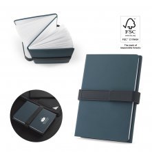 SANDERSON. Bloc-notes A5 en PU (50% recycl&eacute;) avec deux blocs : pages lign&eacute;es et pages non lign&eacute;es