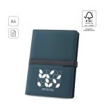 SANDERSON FOLDER. A4-mappe i PU (50 % resirkulert) med magnetisk lukking og notisblokk med linjerte sider