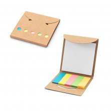 AINSLEY. Set de oficina 2 en 1, fabricado con papel 100% reciclado, con 6 blocs de notas adhesivas
