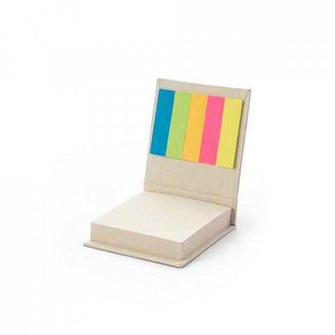 KAIRON. Conjunto 2 em 1 para escrit&oacute;rio, em papel 100% reciclado com 6 blocos de notas adesivas - Branco
