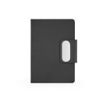 GARRETT. Set bestehend aus 1 Kugelschreiber und 1 Notizblock, aus PU und Edelstahl - Schwarz