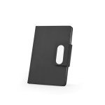 GARRETT. Set bestehend aus 1 Kugelschreiber und 1 Notizblock, aus PU und Edelstahl - Schwarz
