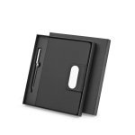 GARRETT. Set bestehend aus 1 Kugelschreiber und 1 Notizblock, aus PU und Edelstahl - Schwarz