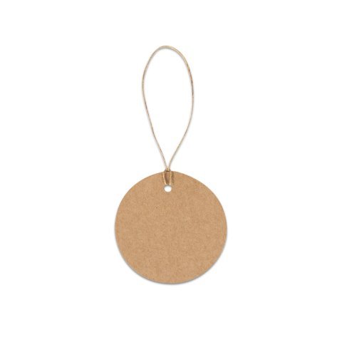 LABEL ROUND. Rund etikett tillverkad av 100 % &aring;tervunnet papper (700 g/m&sup2;) - Naturf&auml;rg