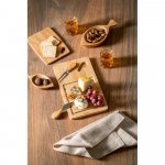WOODS. T&aacute;bua de queijos em bambu com 2 utens&iacute;lios em bambu e a&ccedil;o inoxid&aacute;vel