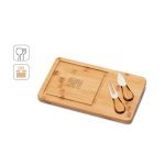 WOODS. Tagliere per formaggi in bamb&ugrave; con due utensili in acciaio inossidabile