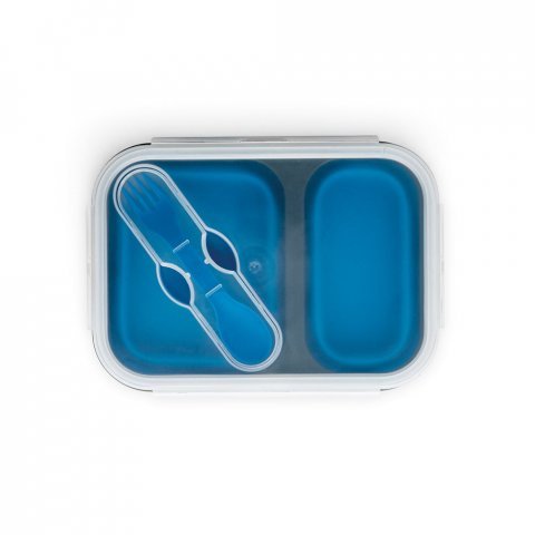 DILL. Faltbare hermetische Frischhaltebox aus Silikon und PP (480 und 760 mL) - Blau