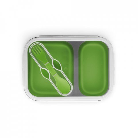 DILL. Faltbare hermetische Frischhaltebox aus Silikon und PP (480 und 760 mL) - Hellgr&uuml;n