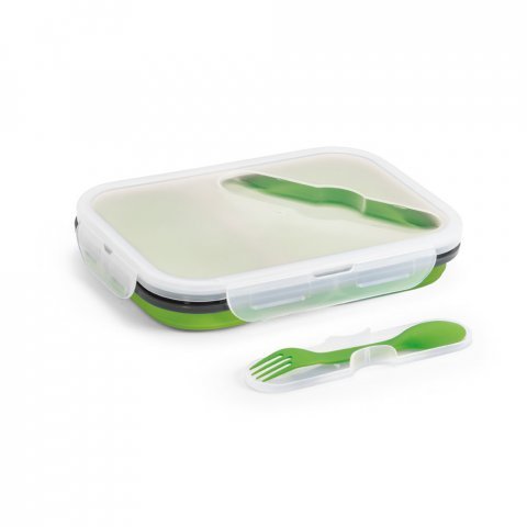 DILL. Faltbare hermetische Frischhaltebox aus Silikon und PP (480 und 760 mL) - Hellgr&uuml;n