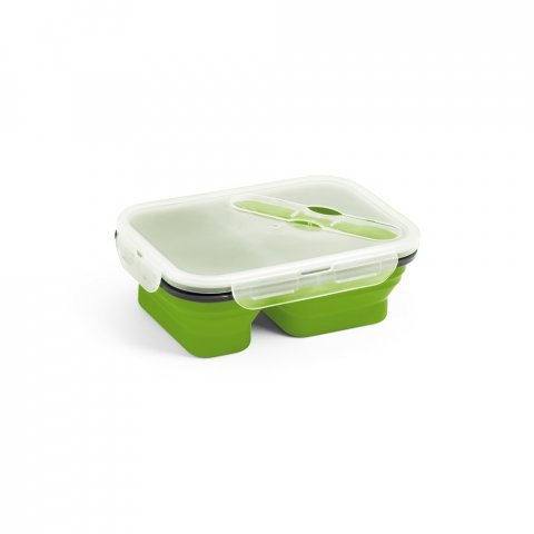 DILL. Faltbare hermetische Frischhaltebox aus Silikon und PP (480 und 760 mL) - Hellgr&uuml;n