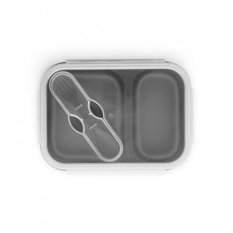 DILL. Faltbare hermetische Frischhaltebox aus Silikon und PP (480 und 760 mL) - Hellgrau