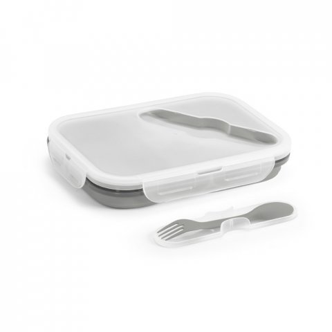 DILL. Faltbare hermetische Frischhaltebox aus Silikon und PP (480 und 760 mL) - Hellgrau