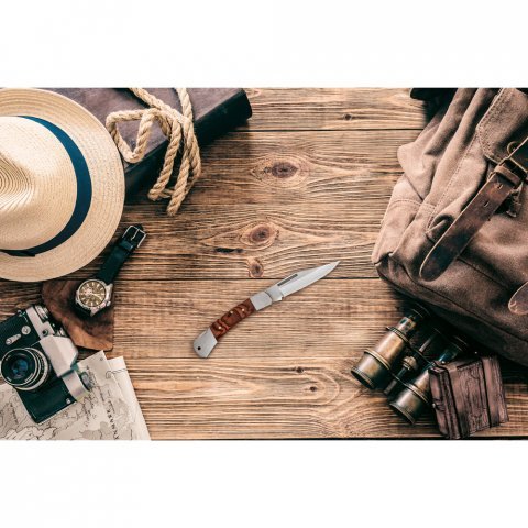 FALCON II. N&oacute;ż kieszonkowy, stal nierdzewna i drewno