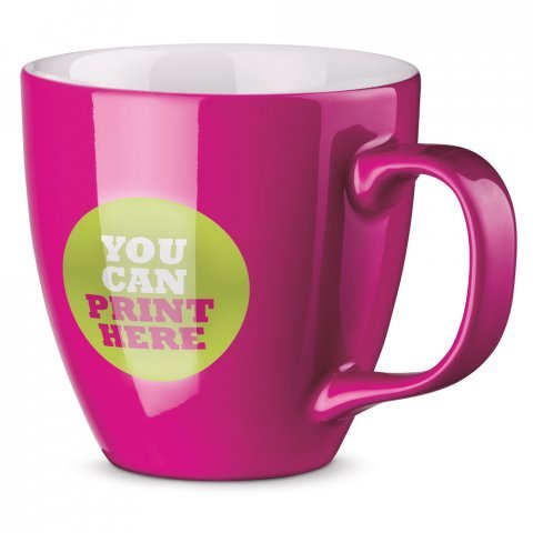 PANTHONY. Porcelanowy kubek z hydroglazurą o pojemności 450 ml - Ciemny r&oacute;ż