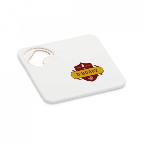 FUNFAYE. Posavasos de ABS con abrebotellas - Blanco