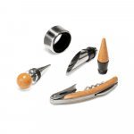 MORETO. Vin set med 4 stycken i bambu, rostfritt st&aring;l och ABS - Naturf&auml;rg