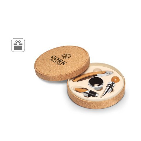 MORETO. Set da vino con 4 utensili in bamb&ugrave;, acciaio inossidabile e ABS