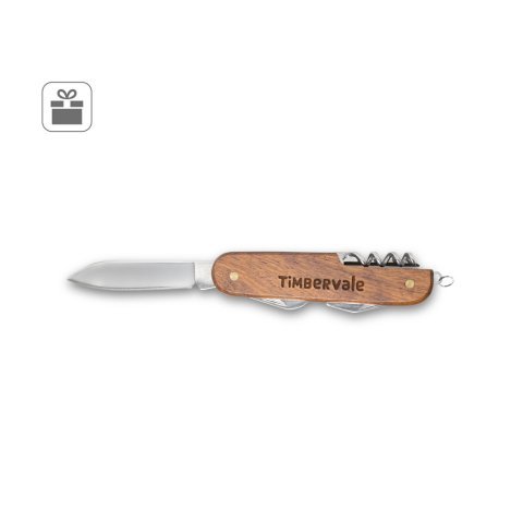 BELPIANO. Navaja multifunci&oacute;n en acero inoxidable y madera