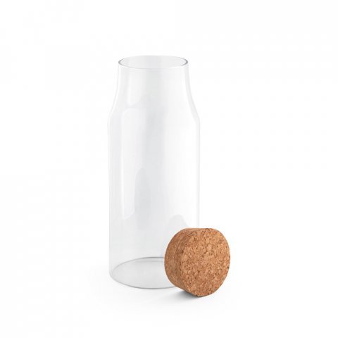 JASMIN 800. Borosilicate glass bottle with cork lid 800 mL - Natural