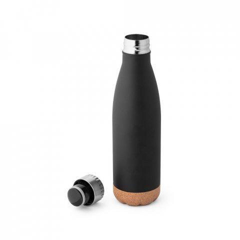 SOLBERG. Borraccia termica in acciaio inox con base in sughero 560 mL - Nero
