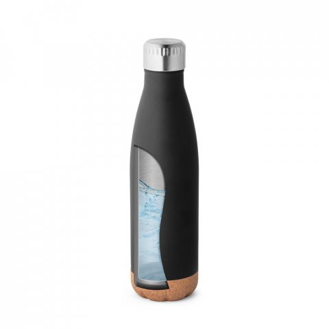 SOLBERG. Borraccia termica in acciaio inox con base in sughero 560 mL - Nero