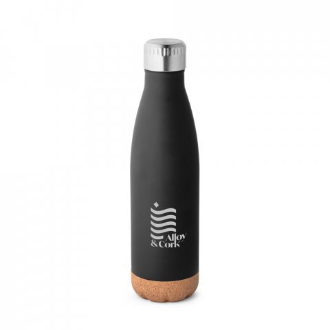 SOLBERG. Borraccia termica in acciaio inox con base in sughero 560 mL - Nero