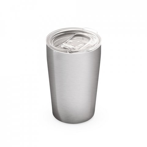 SLIDER. Stainless steel sublimation travel cup 380 mL - Satin silver
