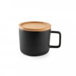 FANGIO. Cană din ceramică cu capac și bază din bambus 220 mL - Negru