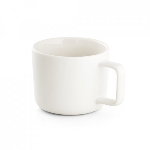 FANGIO. Cană din ceramică cu capac și bază din bambus 220 mL - Alb