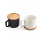 FANGIO. Cană din ceramică cu capac și bază din bambus 220 mL