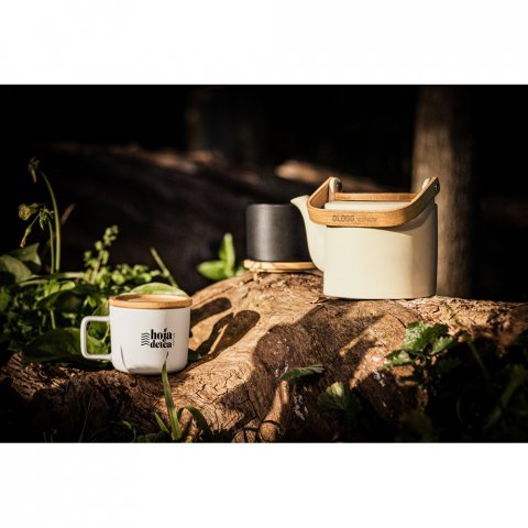 FANGIO. Cană din ceramică cu capac și bază din bambus 220 mL