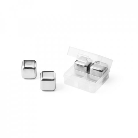 GLACIER. Set di cubi riutilizzabili in acciaio inox - Cromato