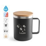 LAUDA. Mugg i 90 % &aring;tervunnet rostfritt st&aring;l med bambulock 420 mL