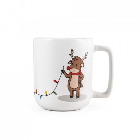 REINDEER. Cană cu design de Crăciun 330 ml - Alb