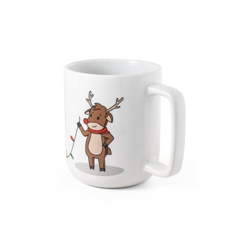 REINDEER. Cană cu design de Crăciun 330 ml - Alb