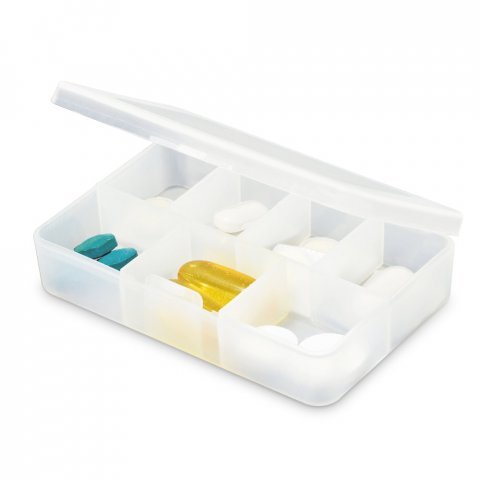 JIMMY. Pill box with 7 dividers - White