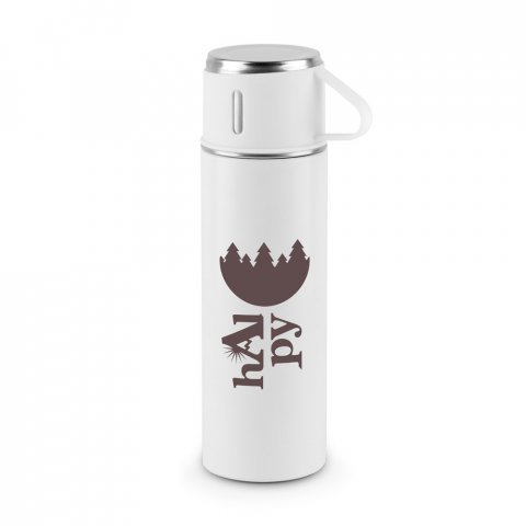 COMANECI. Dubbelv&auml;ggig termos i rostfritt st&aring;l (90 % &aring;tervunnen) med matt yta 490 ml - Vit