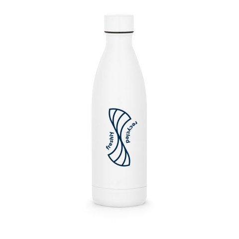 RE-BUFFON XL. Sticlă din oțel inoxidabil cu perete dublu (90% reciclat) 1L - Alb