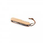 RYKER. Multifunkčn&iacute; kapesn&iacute; nůž z bambusu a nerezov&eacute; oceli s PU rukojet&iacute; - Př&iacute;rodn&iacute;