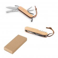 RYKER. Coltello tascabile multifunzionale in bamb&ugrave; e acciaio inossidabile con manico in PU