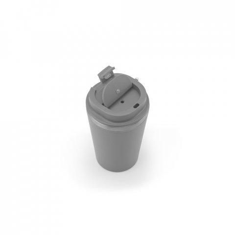 SPITZ. Cestovn&iacute; hrnek z nerezov&eacute; oceli (90 % recyklovan&eacute;) a vněj&scaron;&iacute; stěnou z PP, s matn&yacute;m povrchem 440 ml - &Scaron;ed&aacute;