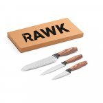 BAHARAT. Set of 3 kitchen knives with stainless steel blades and ergonomic handles - Natural