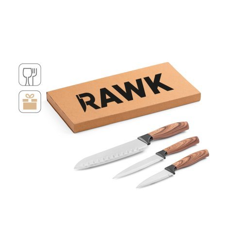 BAHARAT. Set of 3 kitchen knives with stainless steel blades and ergonomic handles