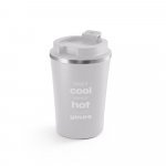 PHELPS CERAMIC. Taza de viaje de acero inoxidable con acabado interior de cer&aacute;mica de 470 ml - Gris claro